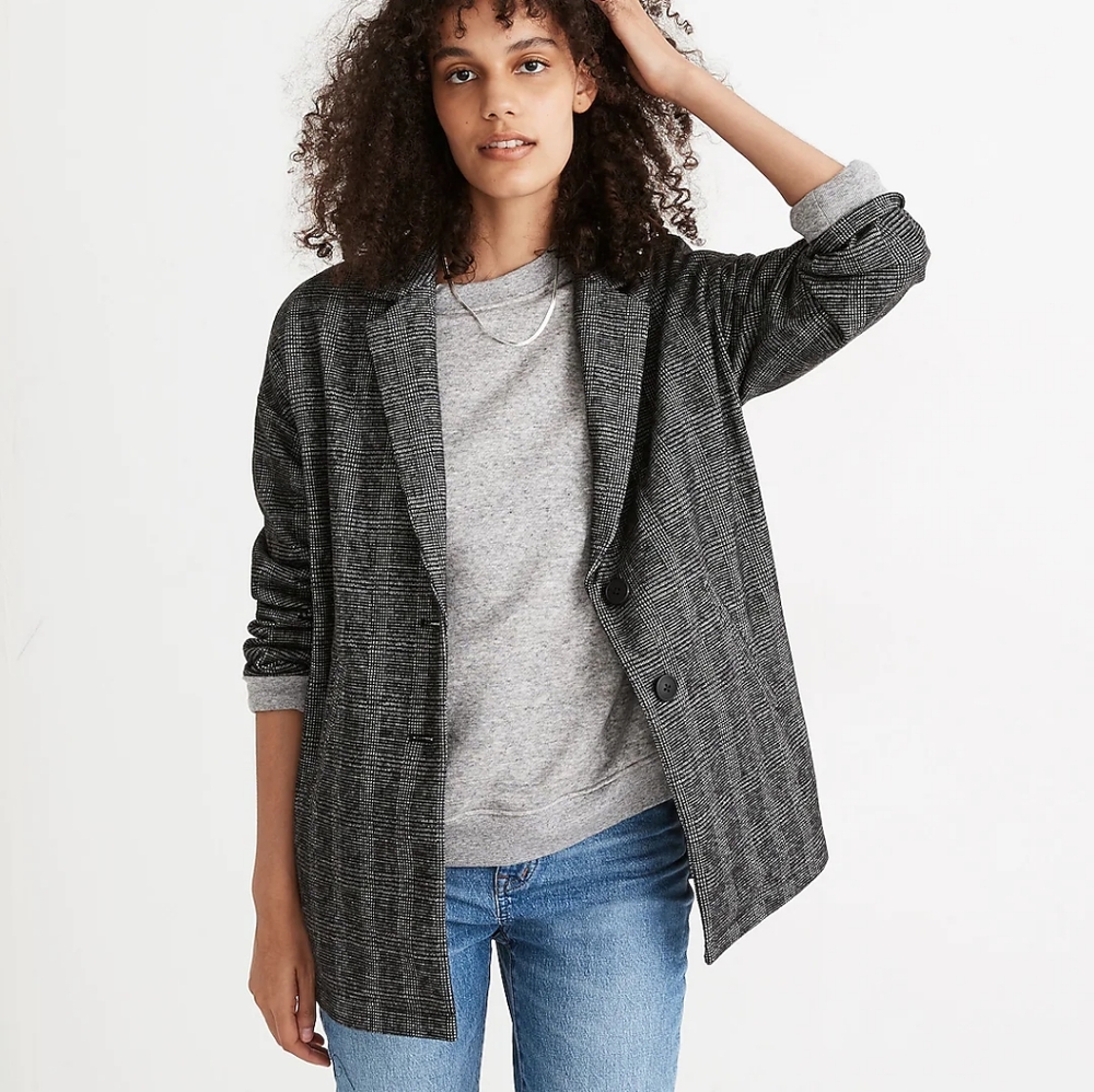 Madewell Glen Plaid Knit Oversized Blazer